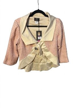 Unique Vintage Barbie Pink Tweed and Cream Satin Cropped Jacket XS